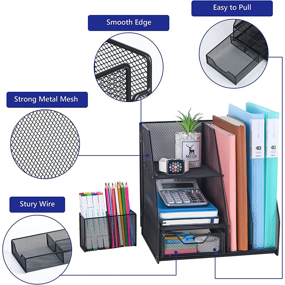 Jual Desk Accessories,Office Supplies Desk Organizer Caddy with Sliding ...