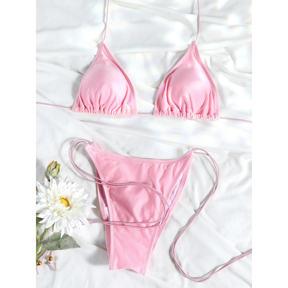 Jual Solid Bikini Set For Women Two Piece Set Sexy Bikinis Bandage ...