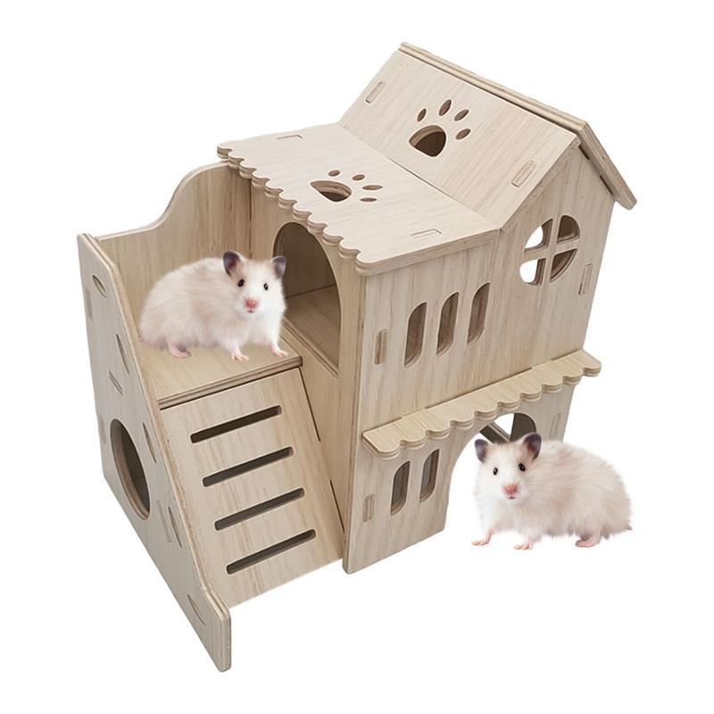 Jual Wooden Hamster House Guinea Pig Platform Maze Double Layer ...