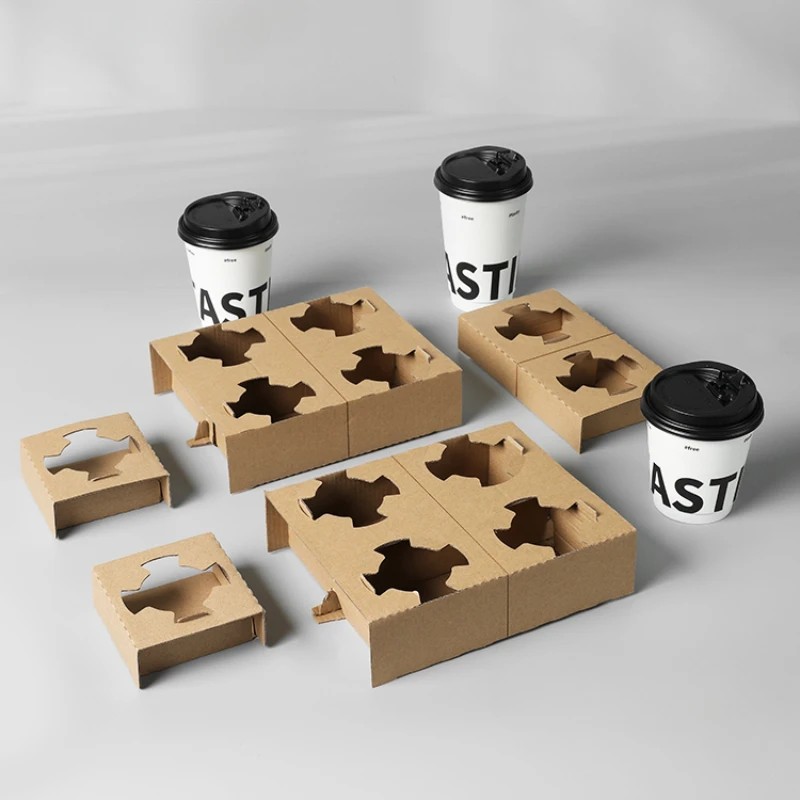 Jual 25pcs Milk Tea Takeaway Cup Holder Disposable Kraft Paper ...
