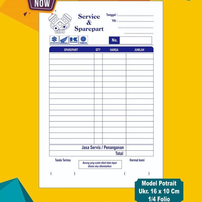 Jual [READYSTOCK] Nota Bon Bengkel / Toko Sparepart & Service / Invoice ...