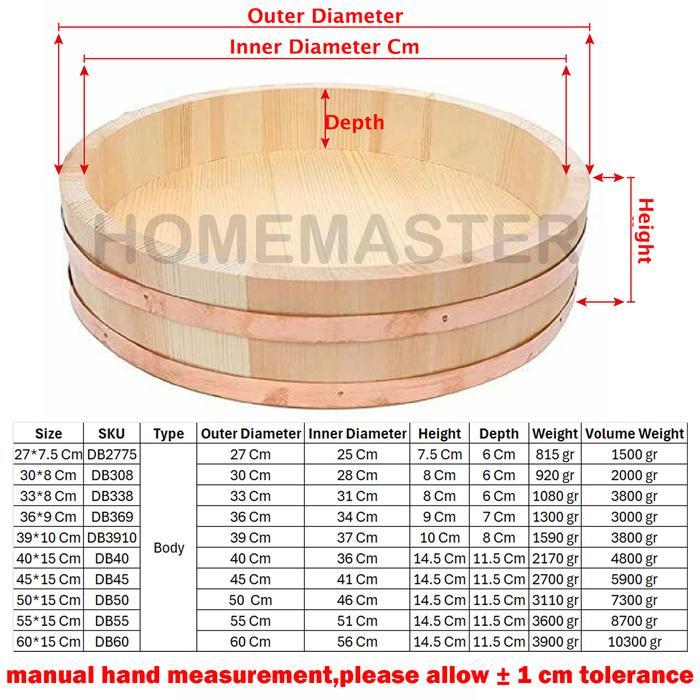 Jual HomeMaster Pine Wood/Kayu Pinus Hangiri/Sushi Rice Bowl/Baskom ...