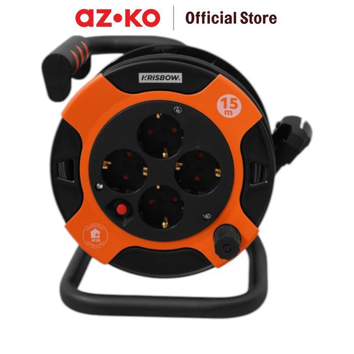 Jual Ready AZKO Krisbow 15 mtr Kabel Roll 4 Socket Mini Drum - Hitam ...