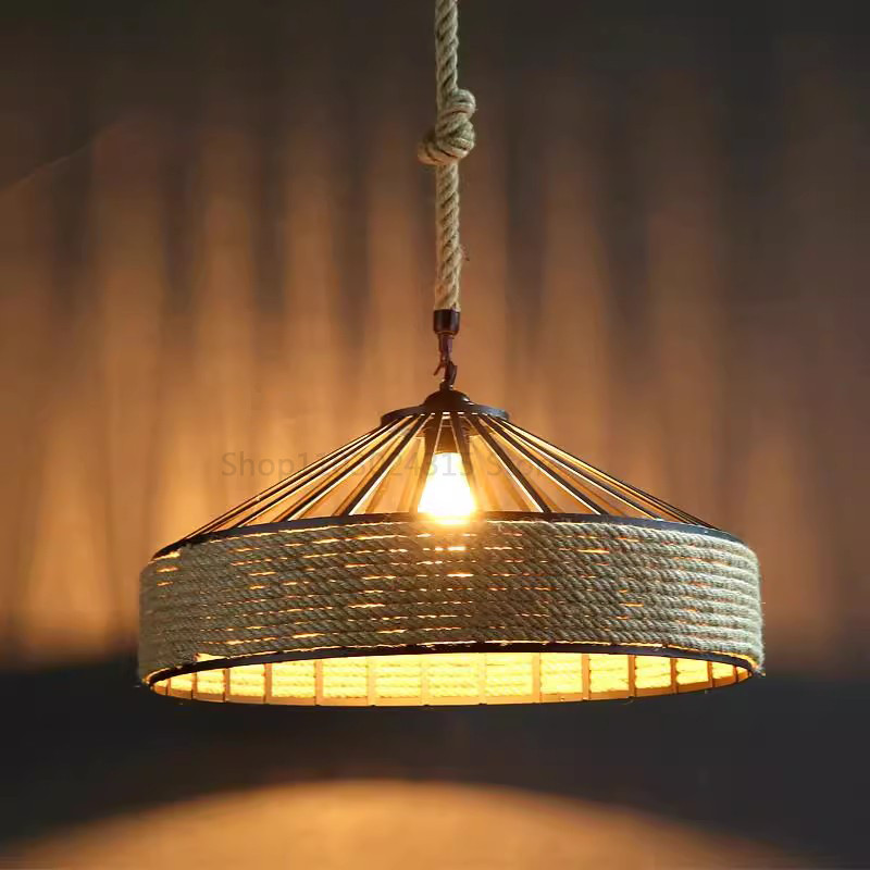 Jual Classical Hemp Rope Pendant Hanging Lamp Lustre for Ceiling ...