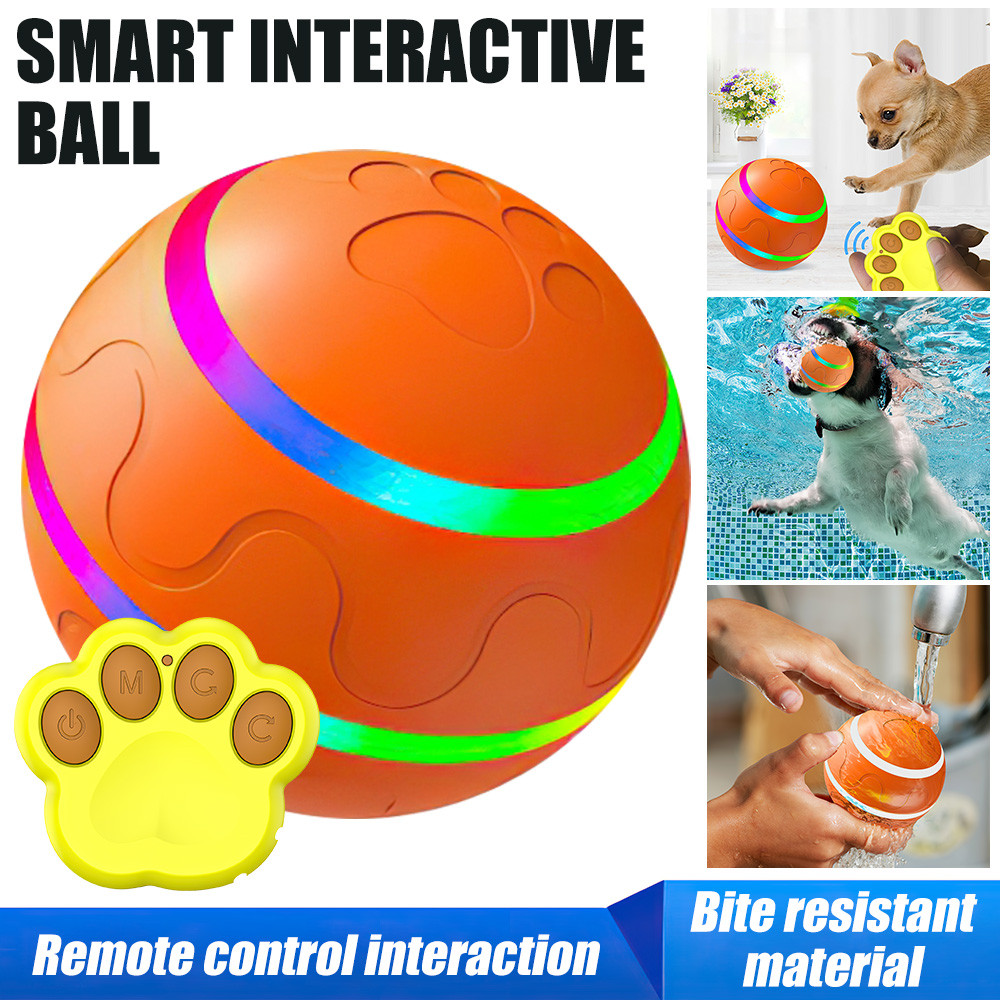 Jual Dog Toys Smart Electric Ball Remote Control Flashing Rolling ...