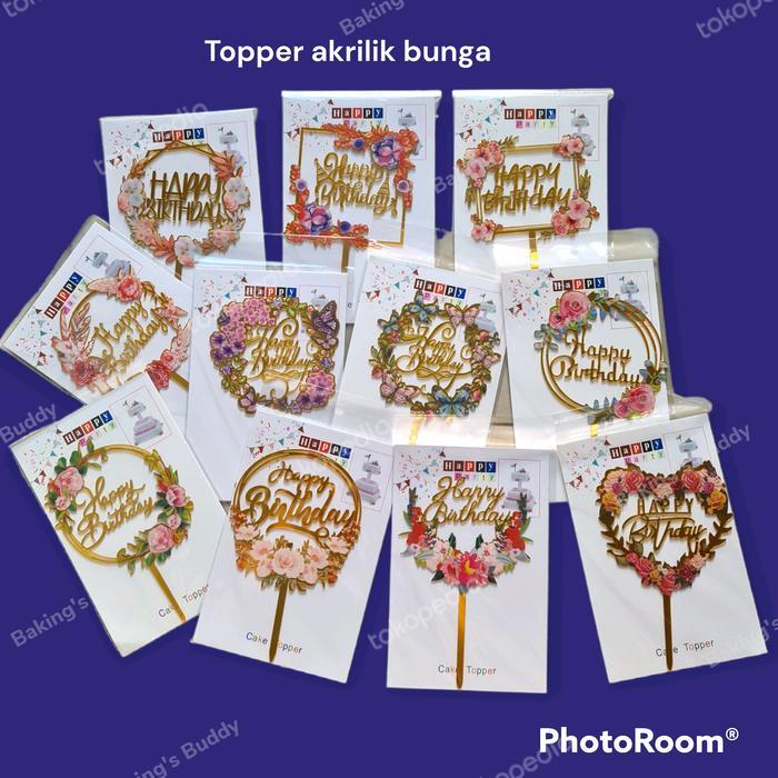 Jual Cake topper akrilik bunga | Shopee Indonesia