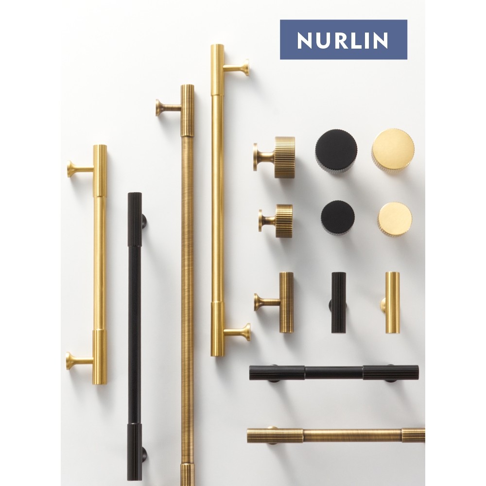 Jual Nurlin Solid Brass Art Deco Vertical Lines Linear Kitchen Cabinet ...