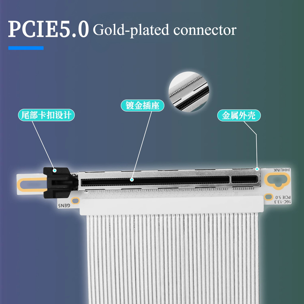 Jual WHITE PCI-E 5.0 X16 90-DEGREE GPU RISER CABLE - HIGH-SPEED ...