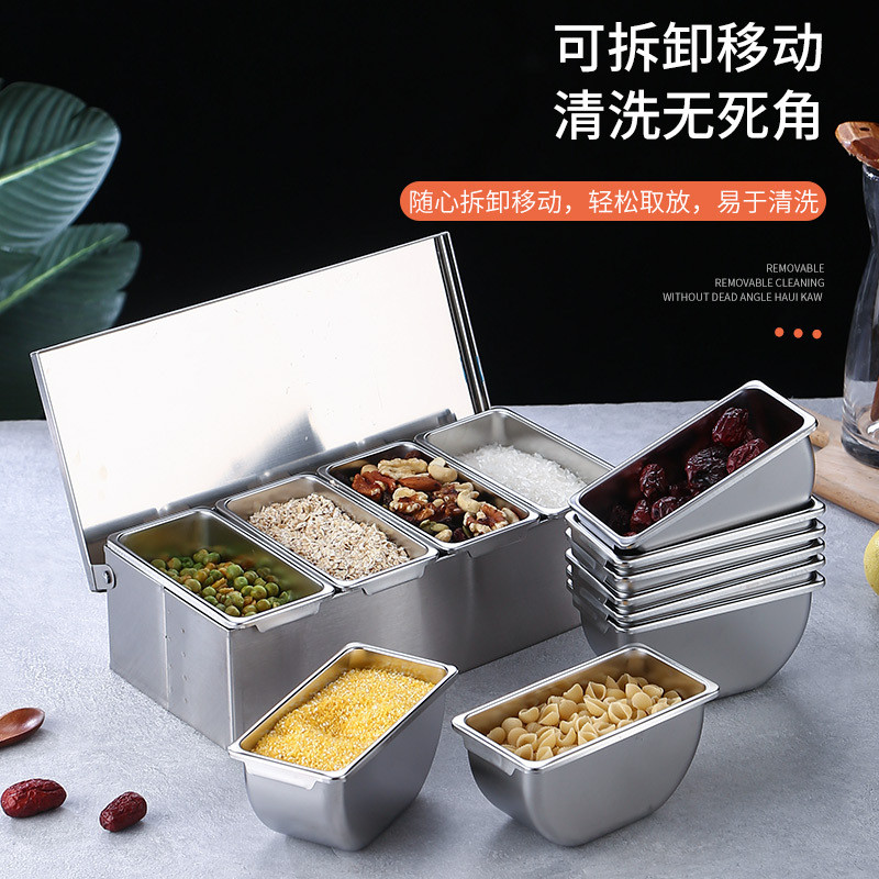 Jual Stainless Steel 2/3/4/5/6 Section Ingredients Box Salt Sugar ...