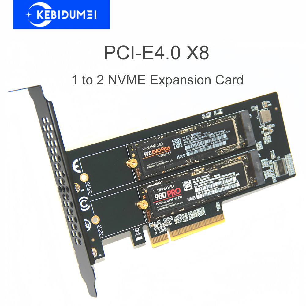 Jual PCle4.0 X8 to 2xNVME M.2 Expansion Card M.2 SSD GEN4 PCIe 4.0 PC ...