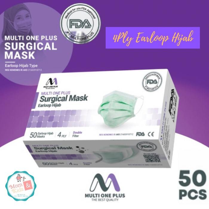 Jual New Masker Surgical Hijab Multi One Plus 4 Ply (50 pcs) | Shopee ...