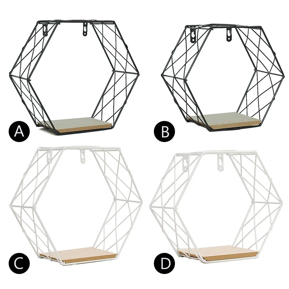 Jual Floating Shelves Wall Mounted Rack Display Racks Hexagonal ...