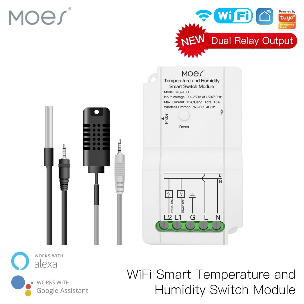 Jual WiFi Smart Temperature Humidity Switch Module Sensor Dual Relay ...