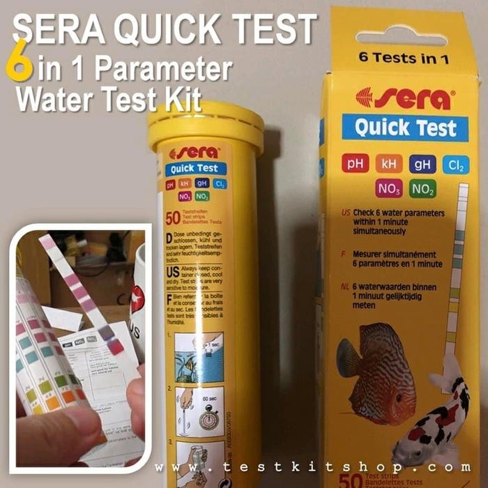 Jual Sera Quick Test Kit 6 In 1 (Alat Ukur Kadar Ph, Gh, Kh, No2, No3 ...