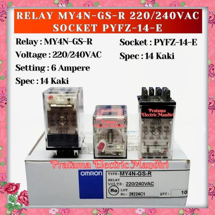 Jual Omron Relay My4N My4N-Gs My4N-Gs-R 6A 14 Kaki 14 Pin Ac220-240 220 ...