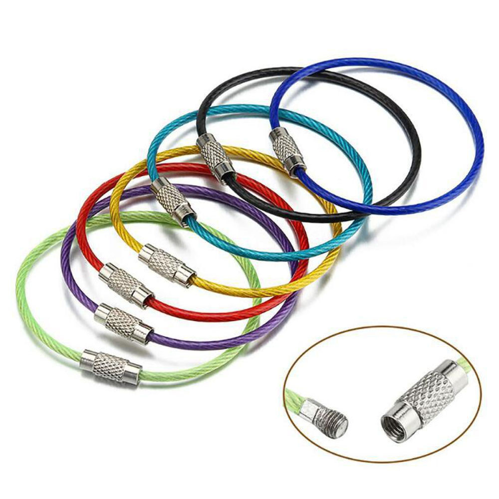 Jual Stainless Steel Wire Keychain Ring Key Keyring Circle Rope Cable ...