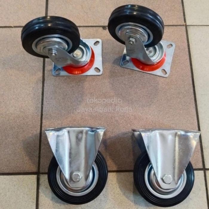 Jual Roda Etalase 4 Inch/Roda Trolley / Roda Karet ( 2 Mati 2 Hidup ...