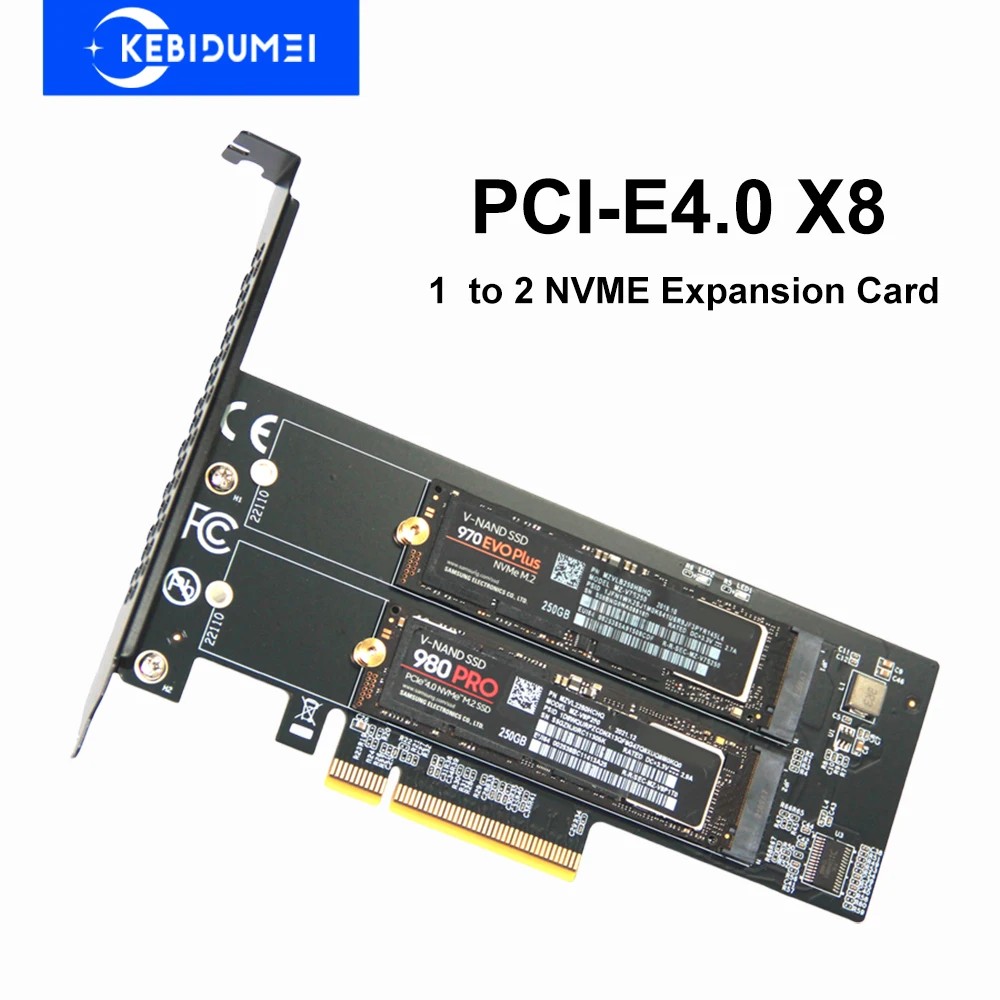 Jual 1 to 2xNVME Expansion Card PCle4.0 X8 for M.2 NVMe SSD PC ...