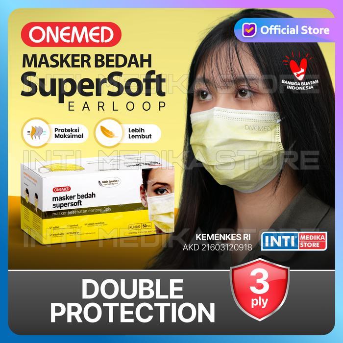 Jual ORIGINAL ONEMED - Masker 3 Ply Medis SuperSoft Premium KUNING ...