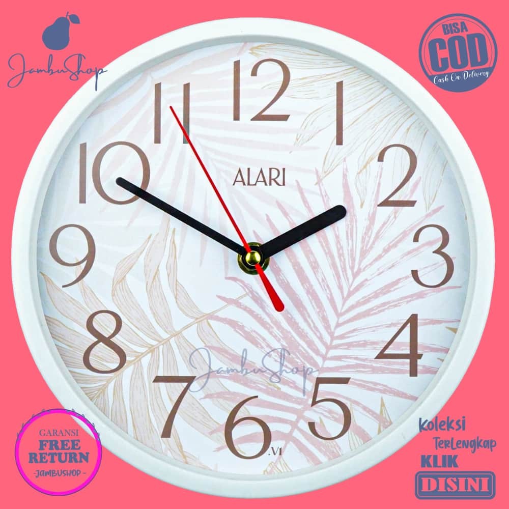 Jam Dinding Quartz Alari Beautiful Leaf Pattern Motif V1 AL1199-1668