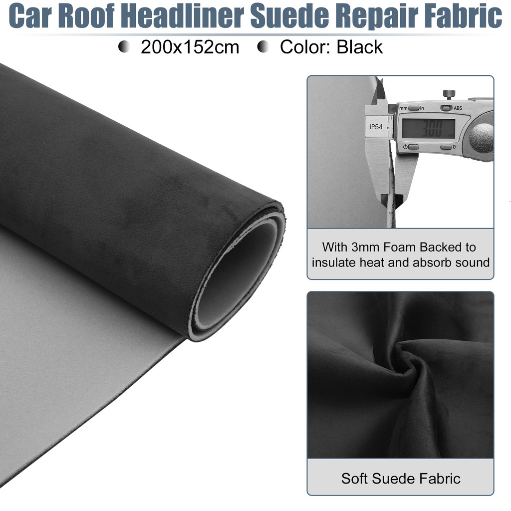 3MM Gray Suede Headliner Fabric 80x60 Foam Backed for Car Inner Roof Repair