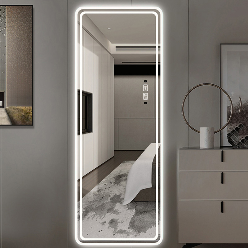 View of Jual Long Led Decorative Floor Mirror Rectangle Light Large Mirror Full ...