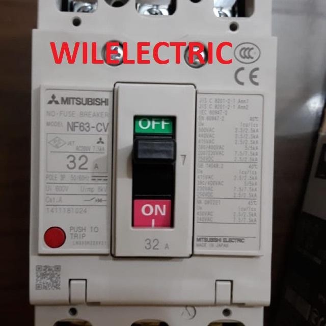 Jual Mitsubishi NFB / MCCB / No Fuse Breaker NF63-CV 3P 32A 32 A ...