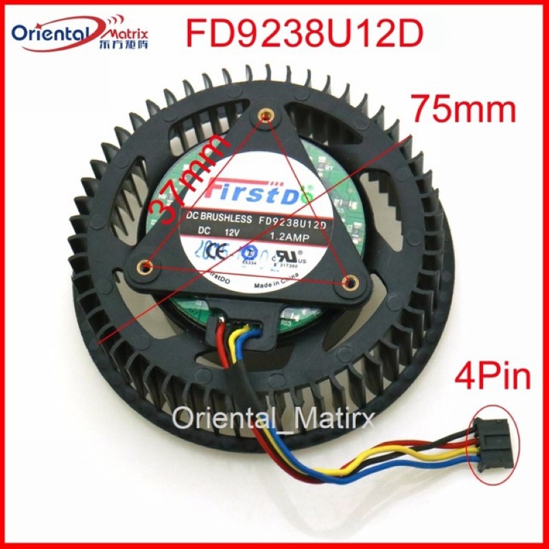 Ventola Everflow T124010DL 37mm Per VGA – Compatibile Asus HD 5570/4550 – 26x26x26mm 2pin 12V