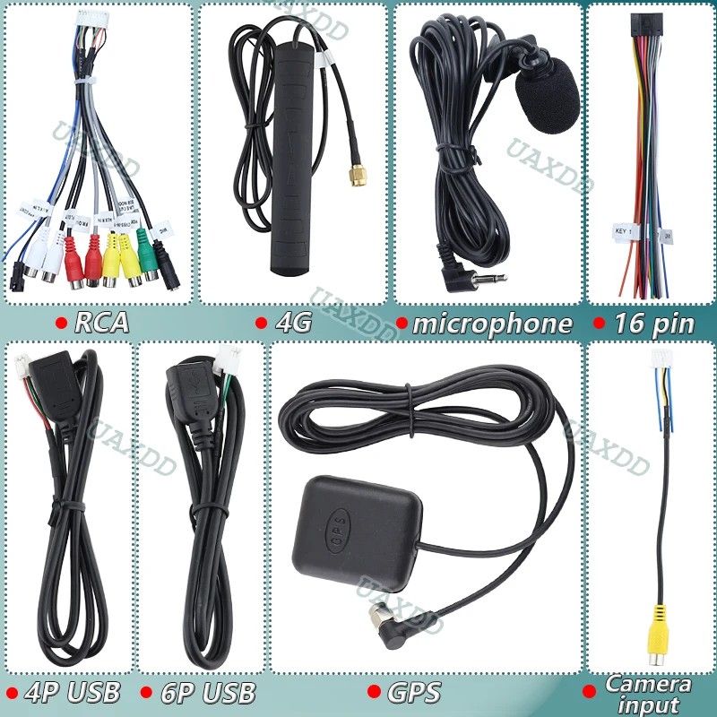 Jual Car Android 4P 6P Camera Input Cable Harness Universal 16 Pin ...