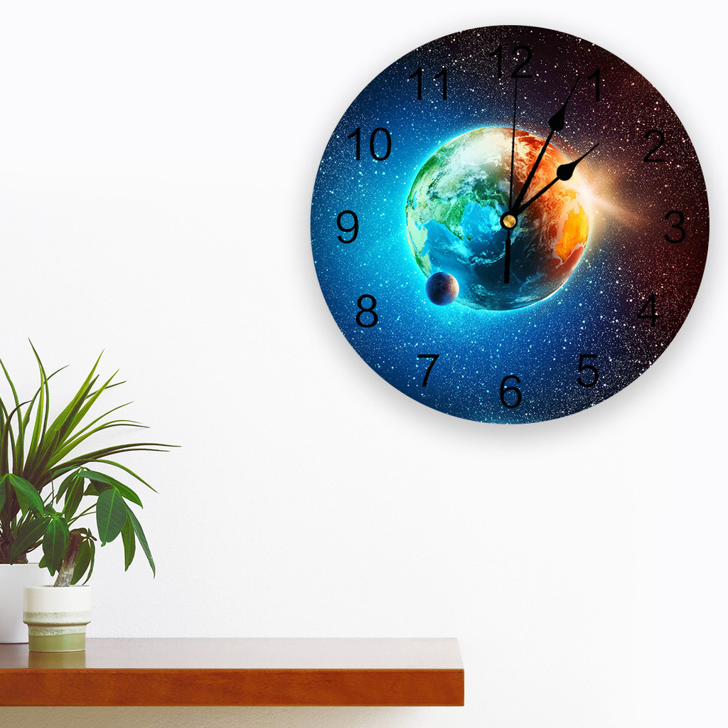 Jual Earth Universe Space And Stars Wall Clock For Home Decoration ...