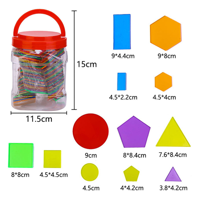 Jual Montessori Translucent Geometric Puzzle Kids Toys Rainbow Blocks ...