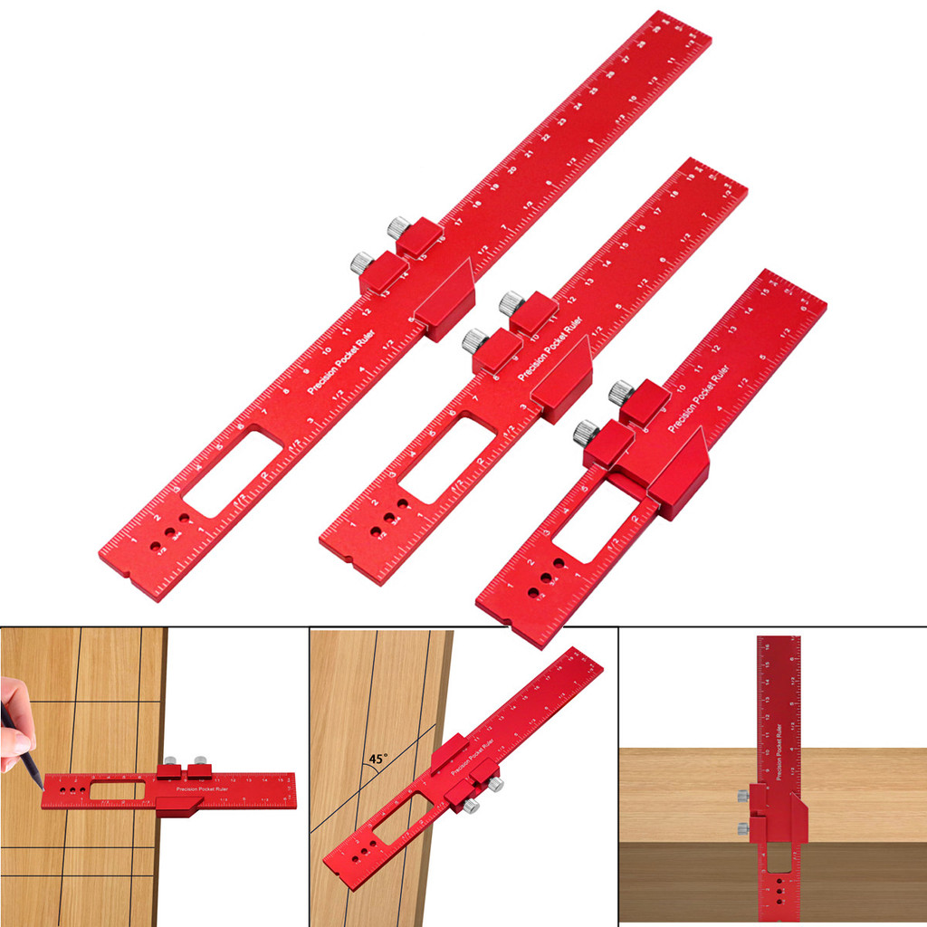 Jual Woodworking Ruler Precision Pocket Rule - 6/8/12 Inch Aluminum ...