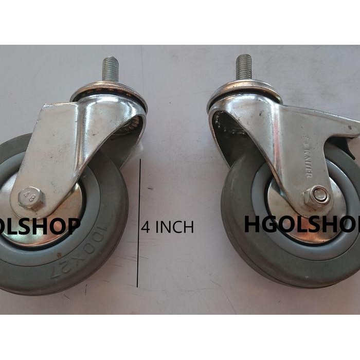 Jual RODA BAUT KARET ABU 4 INCH (MUTAR DAN REM) | Shopee Indonesia