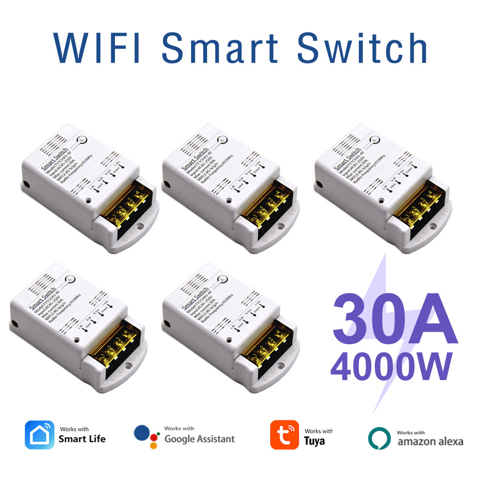 Jual Tuya Switch AC 85-250V DC 7-32V 30A WiFi Switch Module Wireless ...