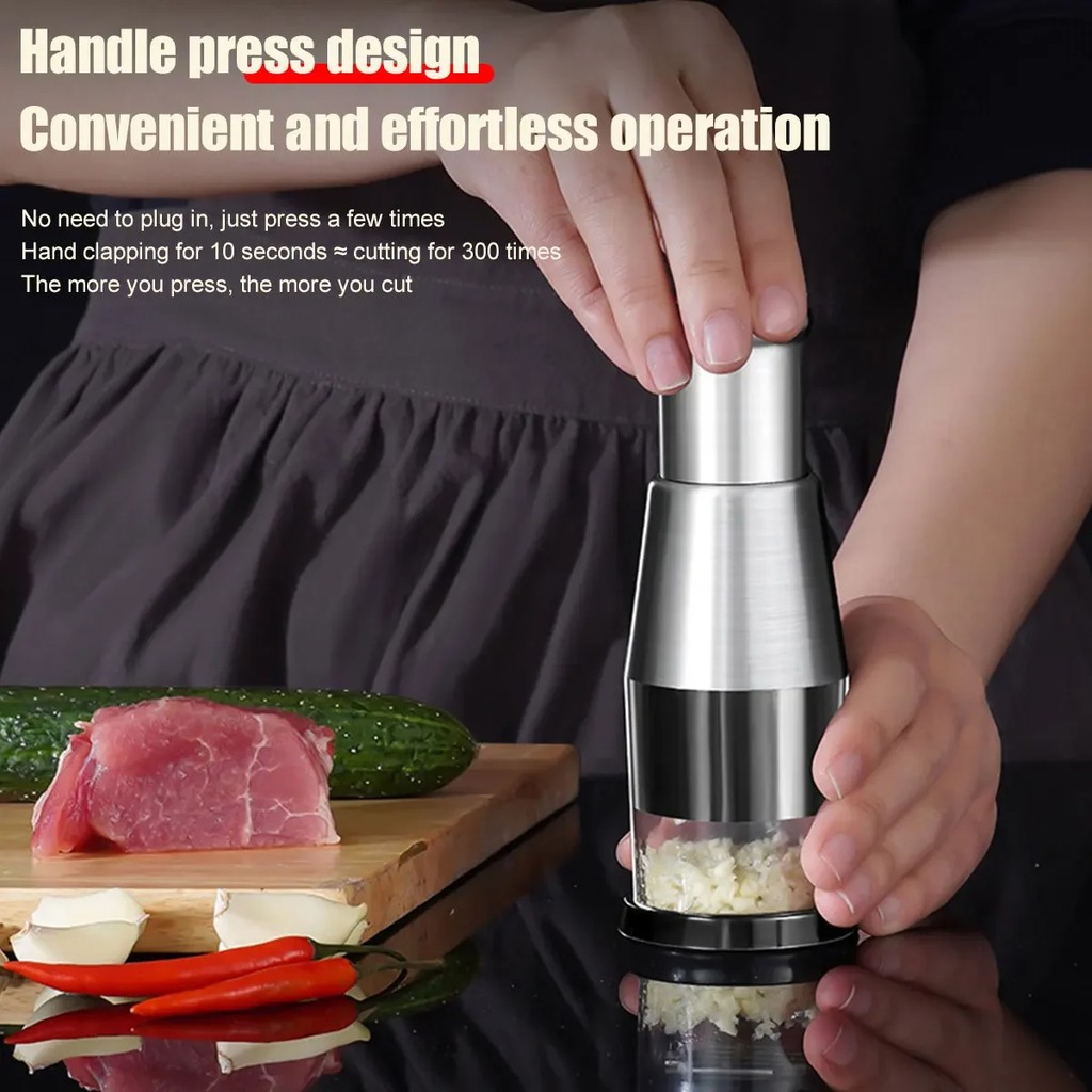 Jual Manual Garlic Chopper Stainless Steel Garlic Crusher Pressing ...