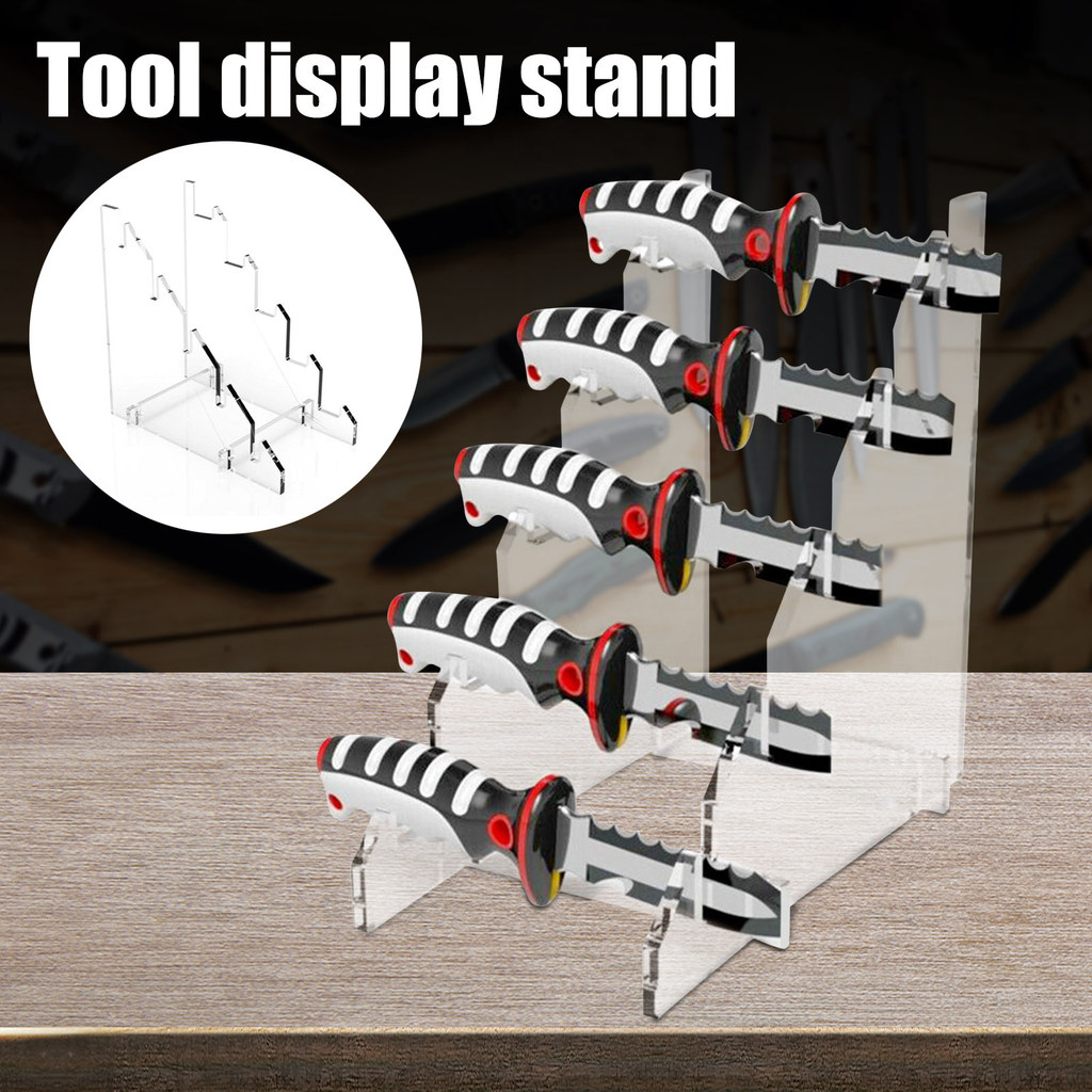 Jual 5-Slot Knives Display Stand For Camping Acrylic Transparent Knives ...