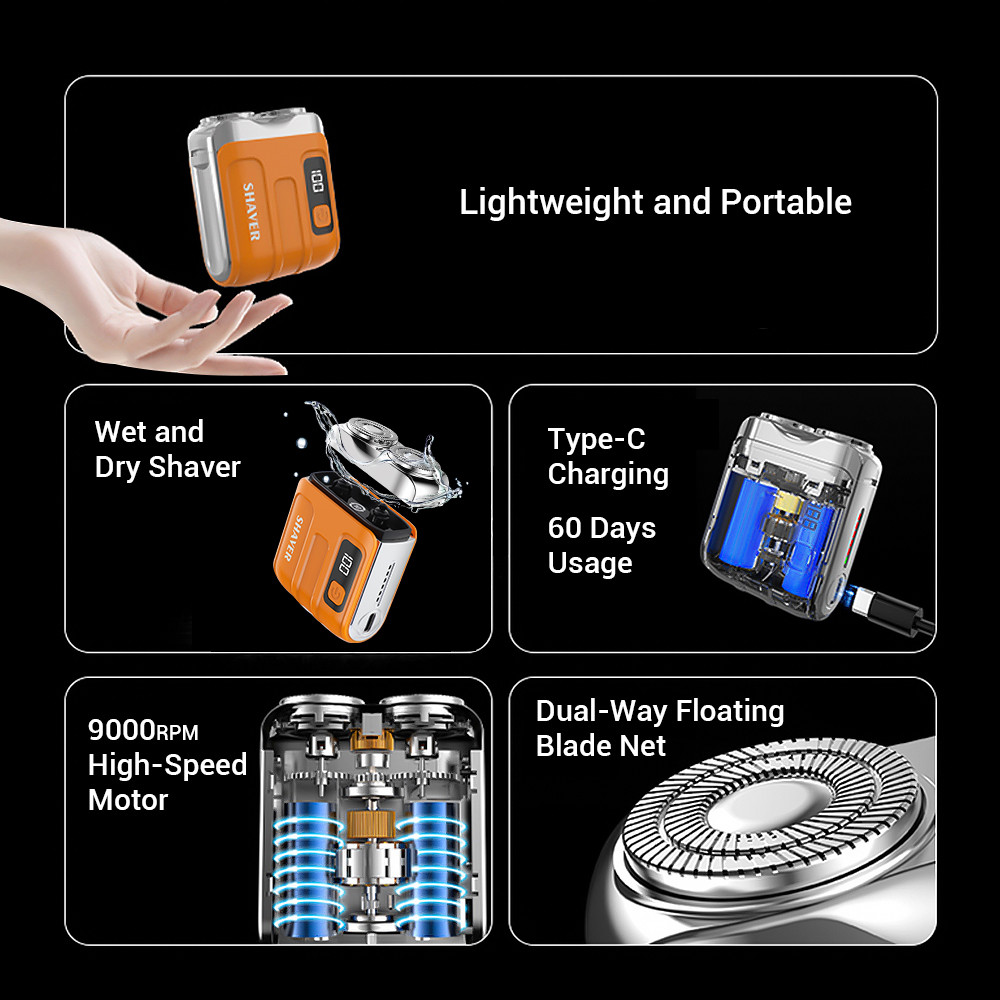 Jual Mini Electric Smart Shaver Rechargeable Beard Shaver Floating Hair ...