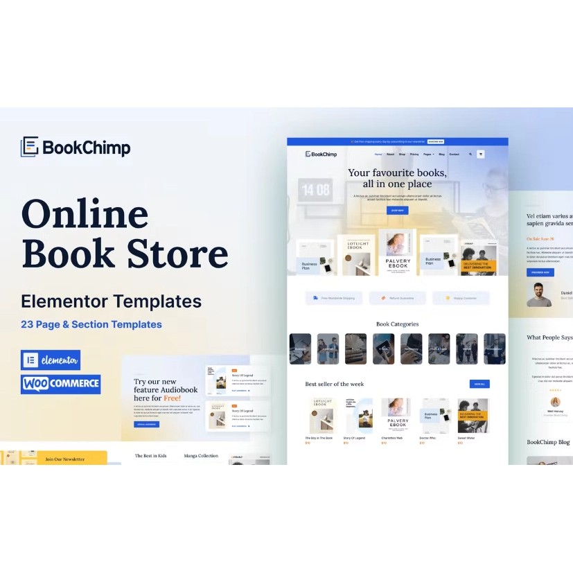 BookChimp – Online Book Store Website Elementor Template Kit