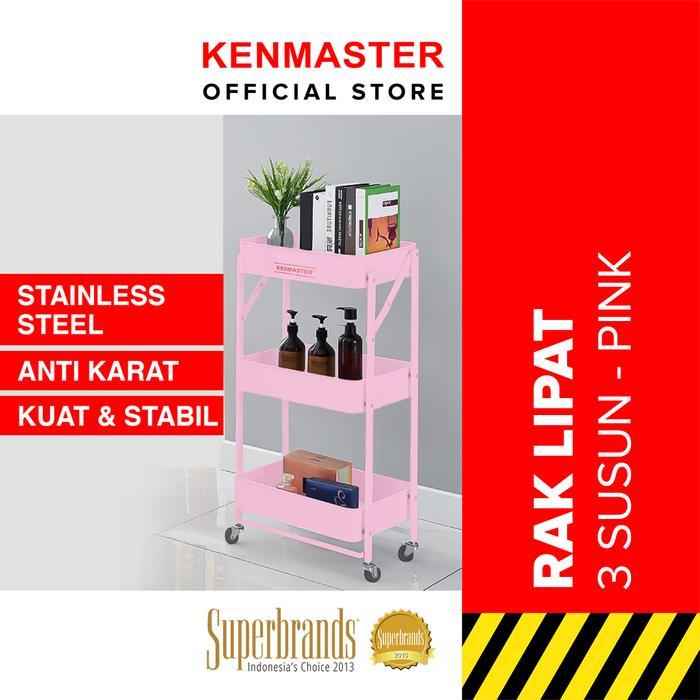 Jual Kenmaster Rak Lipat 3 Susun Km-Bwp8 / Rak Dapur Roda Lipat - Pink ...