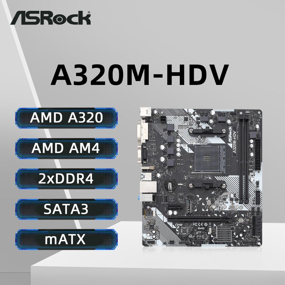 Jual Asrock A320M-Hdv Motherboard Support Amd Ryzen 5 5600 Ryzen 7