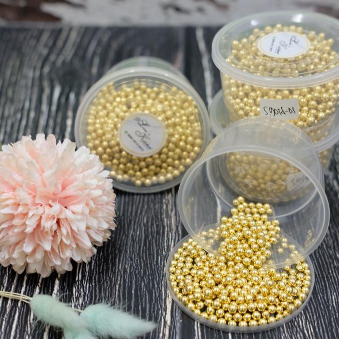 Jual Sprinkle Gold 4mm edible kode SGOLDS 50 gram | Shopee Indonesia