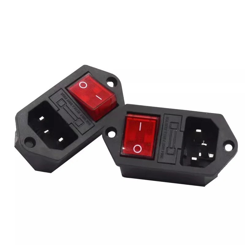 Jual Inlet Power Plug Socket 250V 10A AC-01B-1 IEC 320 AC Fuse Red Lamp ...
