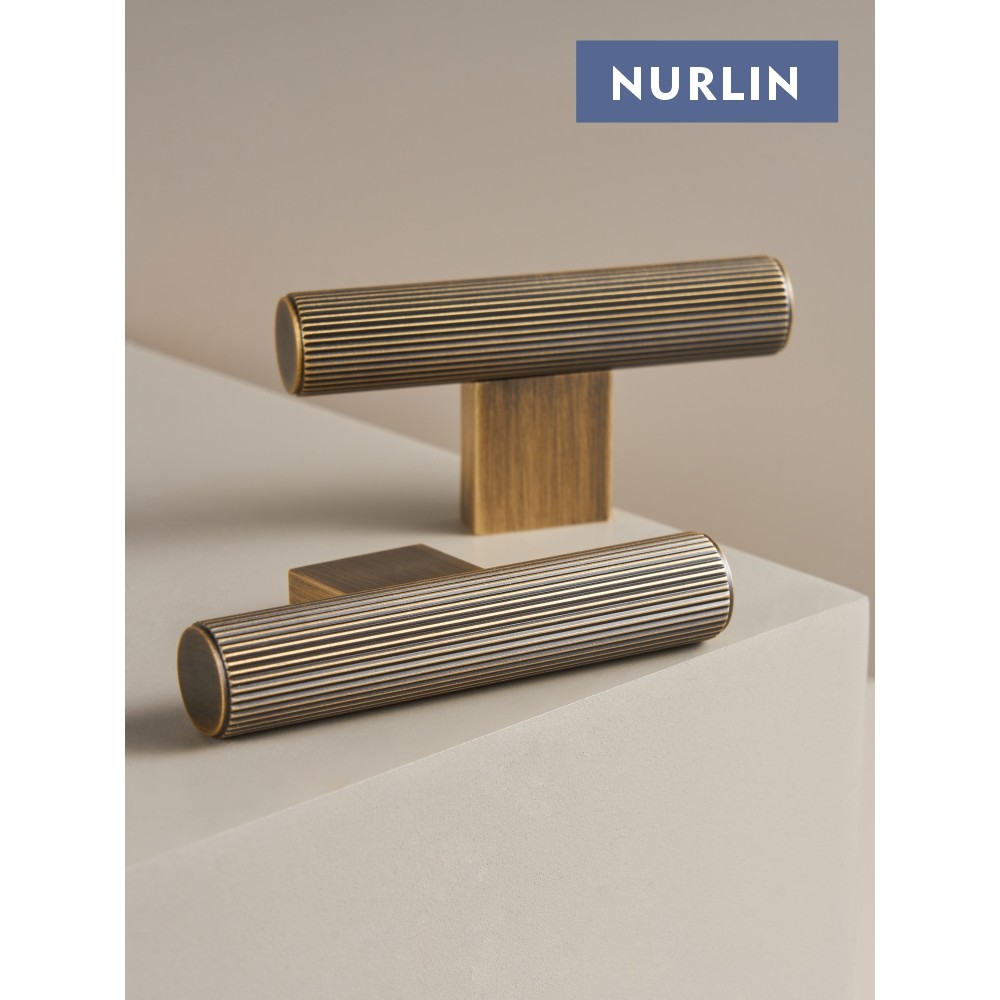 Jual Nurlin Solid Brass Antique Brass Linear Cabinet Knobs Long T-bar ...