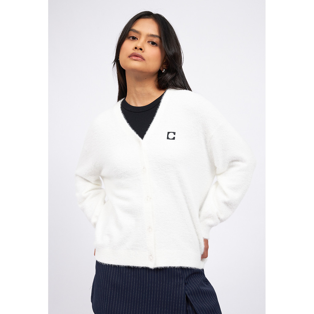 Jual COLORBOX Oversized Long Sleeve Fur Cardigan Off White | Shopee ...