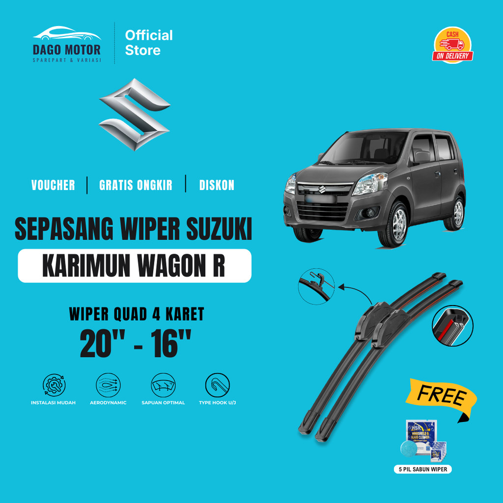 Jual Wiper Suzuki Karimun Wagon R Quad Kaca Depan Mobil Free 5 Pil ...