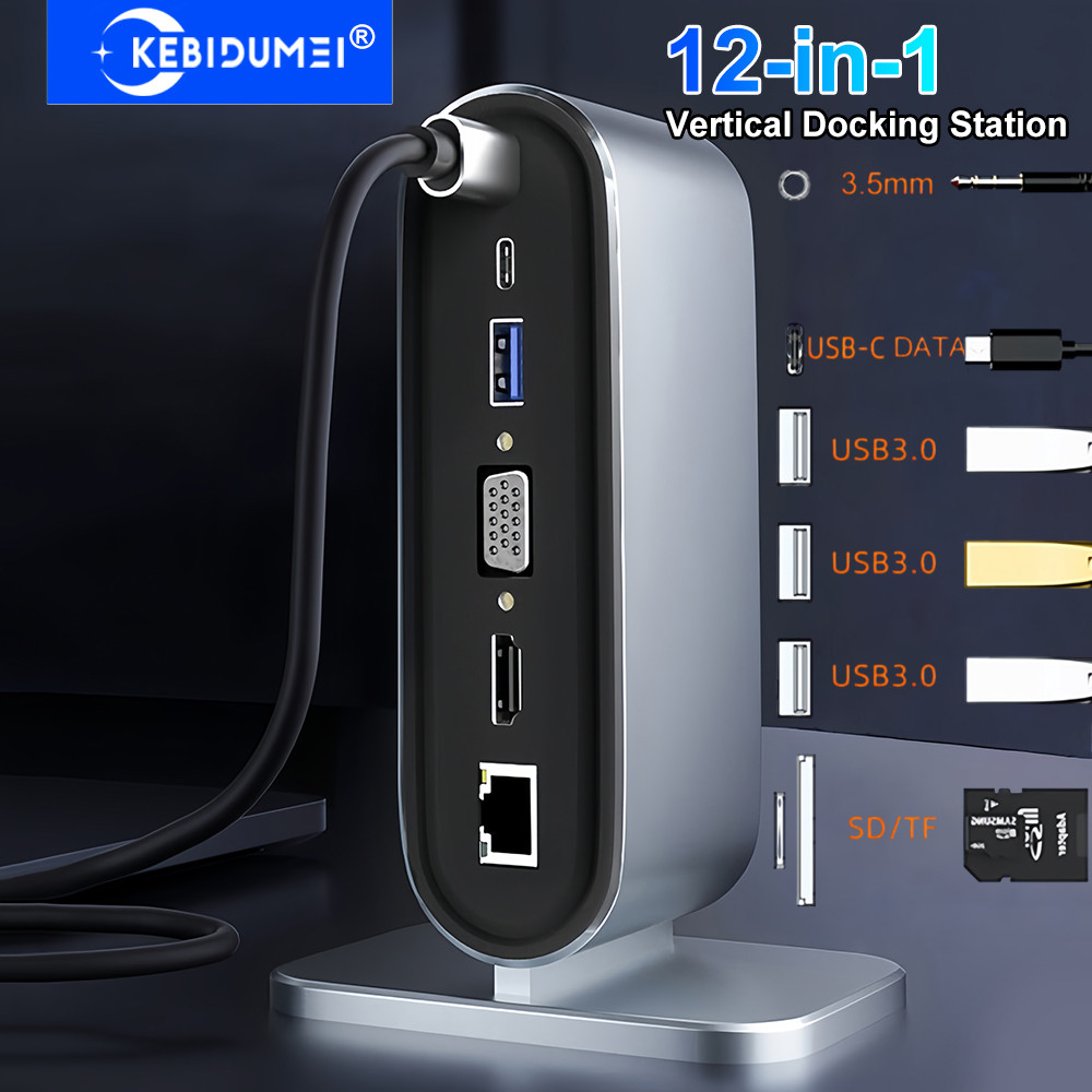 Jual 12-in-1 Vertical Docking Station USB C Docking Station TYPE C HUB ...