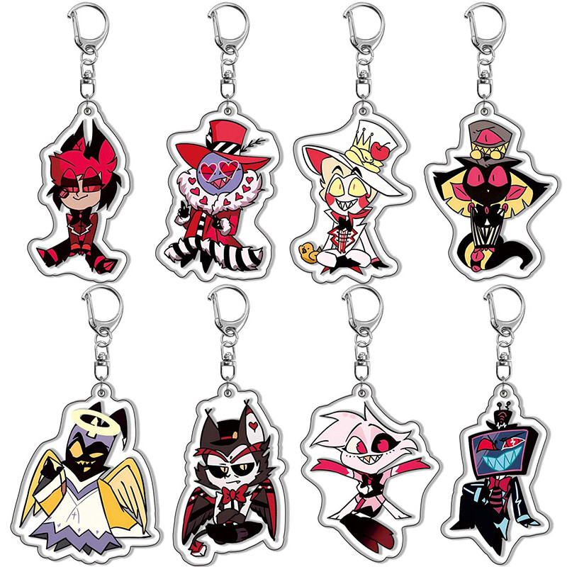 Jual Anime Hazbin Hotel Keychain Cartoon Figure Ad Alastor Sir Pentious ...