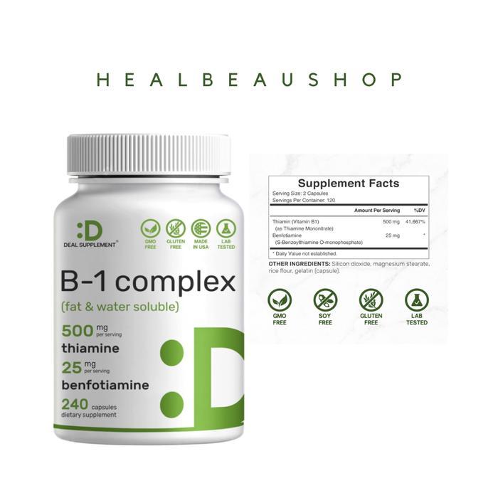 Jual Deal Vitamin B1 Complex Thiamine 500Mg Benfotiamine 25Mg 240Caps ...