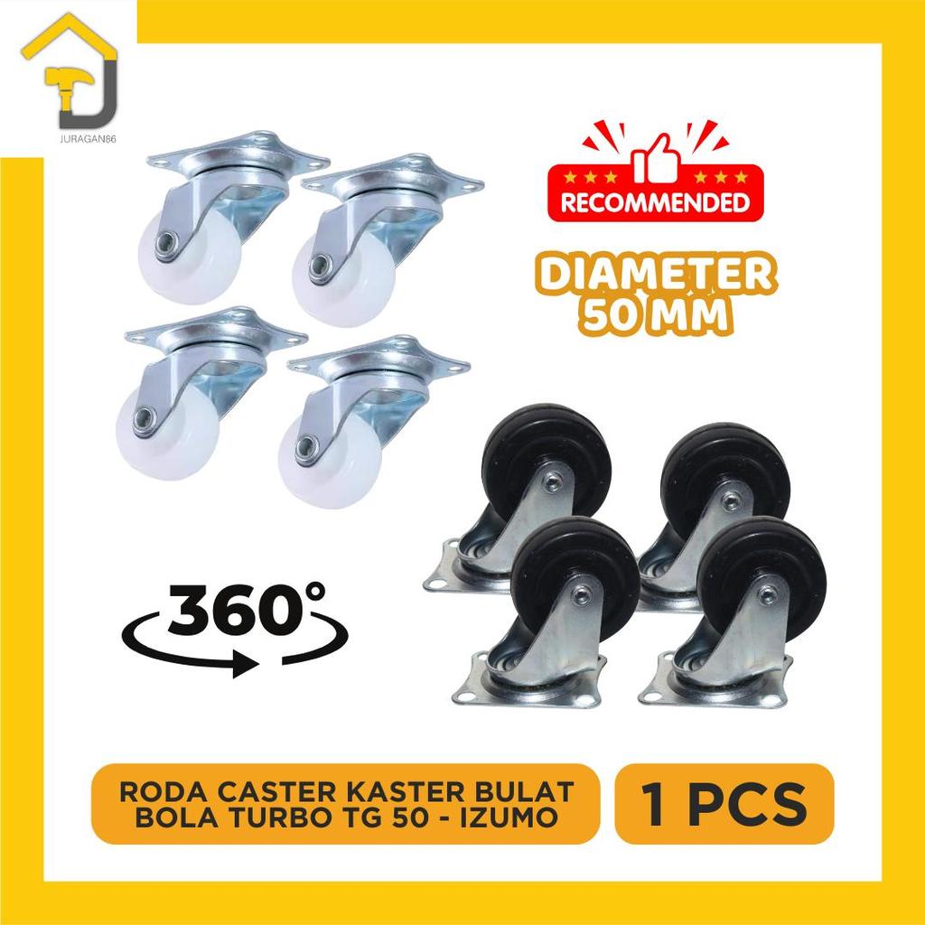 Jual Roda Caster Kaster Bulat Bola Turbo TG 50 Roda Kursi Karet Hitam ...