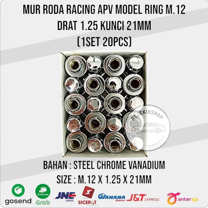 Jual Mur roda racing apv 1.25 with ring kunci 21 panjang 37mm | Shopee ...